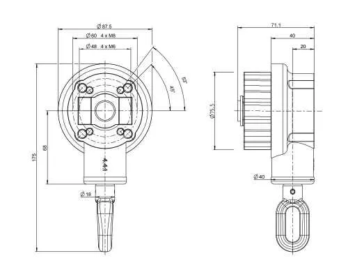 Geiger Kegelradgetriebe 4,4:1 für Tuchwelle 78 mm