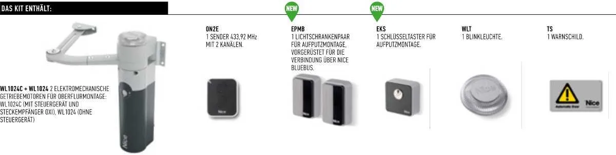 Nice Drehtorantrieb WALKY2024KCE für zwei Flügel Nice Drehtorantrieb WALKY2024KCE für zwei Flügel